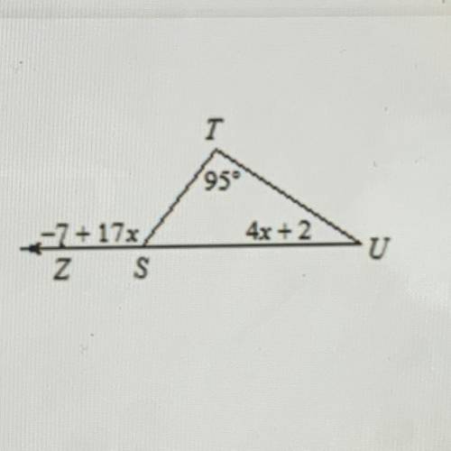 What is angle U?
A) 129
B) 42 
C) 34
D) 43