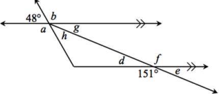 Select all the angle measurements that are correct

g=24,h=24,f=151,g=29,b=132,h=19