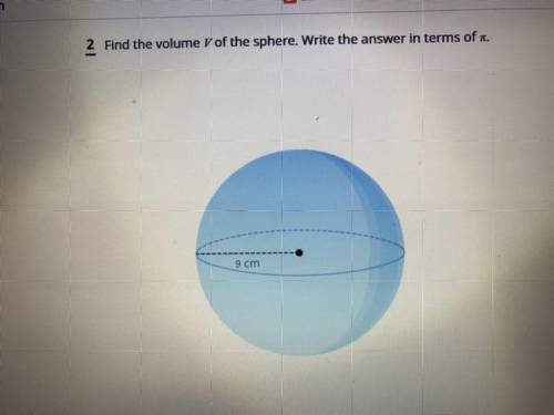 What is the volume V of the sphere. Write the answer in terms of pie.
Plz help