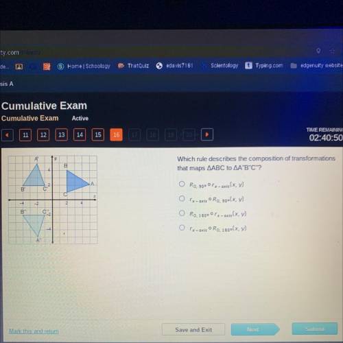 Which rule describes the composition of transformations that maps triangle ABC to triangle A’’B’’C’