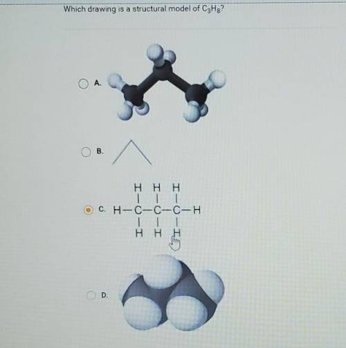Which drawing is a structural model of C3Hg?