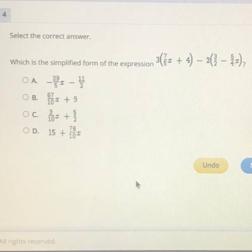 Select the correct answer.

Which is the simplified form of the expression
If you answer can you t