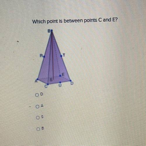 Which point is between polnts C and E?