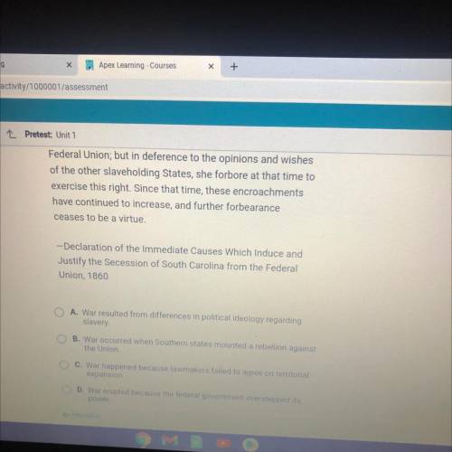 The excerpt supports what point of view about the cause of the Civil War?

The people of the State