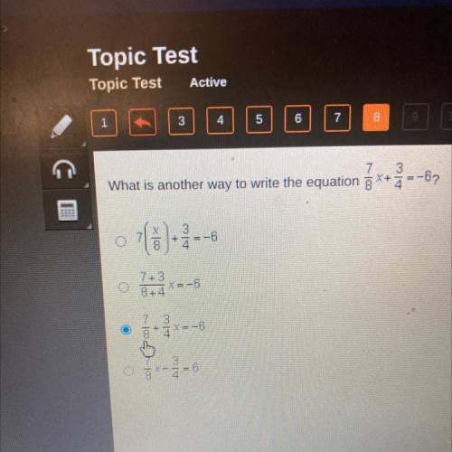 3

What is another way to write the equation 7X+7
-82
07
8
3
+ = -6
4
0
7+3
X=-6
8+4
73
4
3
©*-*=