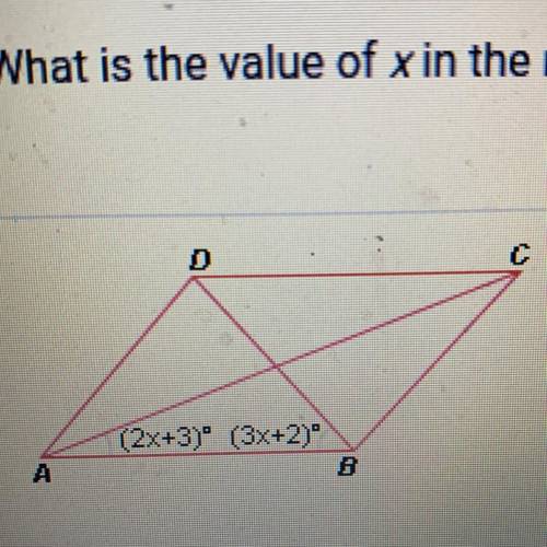 What is the value of x in the rhombus below?
O A. 17
O B. 35
O C. 53
O D. 37
