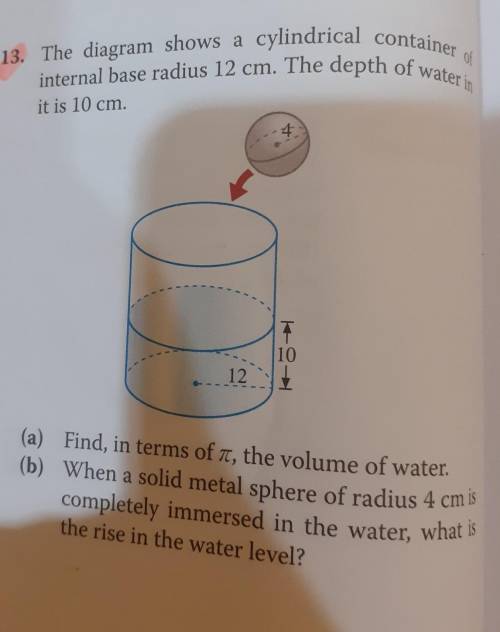 Find in term of pi, the volume of the water