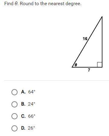 Find θ. Round to the nearest degree. Right Triangle Trigonometry.