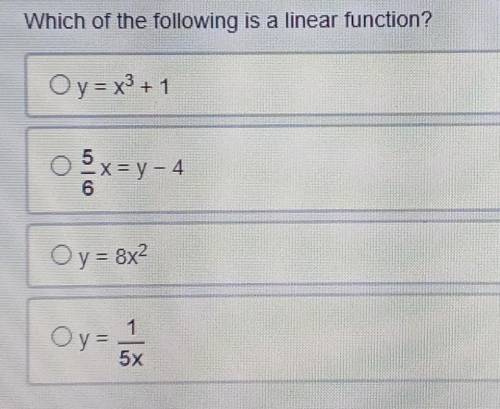 Which of the following is a linear function?

**easy** WILL MARK BRAINLIEST