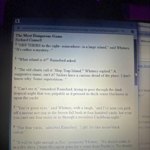 11) From which point of view is the story told?

A) Whitney's
B)
Rainsford's
the captain's
D)
a th