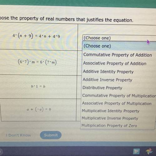 Choose the property of real number that justifies the equation. Last time I asked this the picture