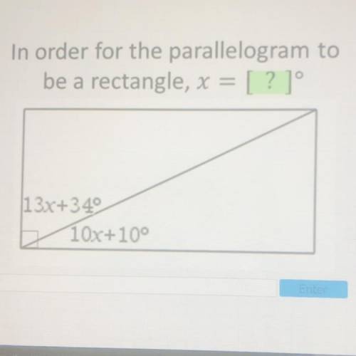 In order for the parallelogram to be a rectangle x=