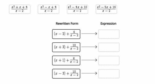 Match the following rational expressions to their rewritten forms.

Rational Expressions:
x^2+x+4/