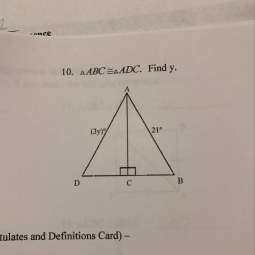 10. A ABC SAADC. Find y.
(3y)
21°
D
B