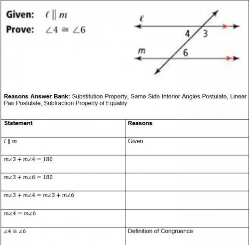 Complete the proof using the given word bank. (4 points)