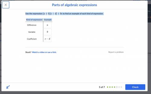 Use the expression (a+b)(c-d)+9e(a+b)(c−d)+9eleft parenthesis, a, plus, b, right parenthesis, left