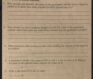 Please help on 1, 2, 4, and 5!!
its about liquid mass