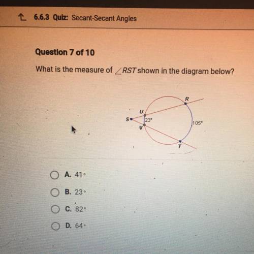 What is the measure of RST shown in the diagram below?