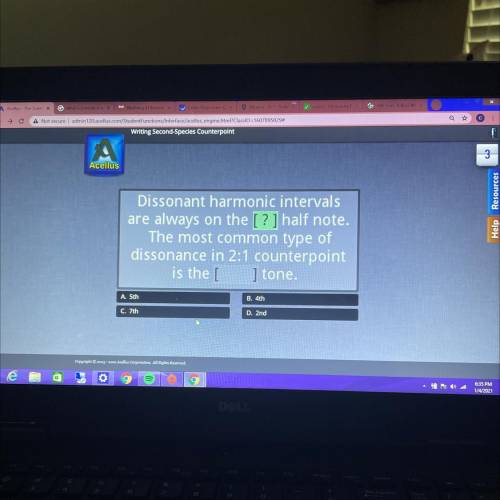 Dissonant harmonic intervals

are always on the [? ] half note.
The most common type of
dissonance