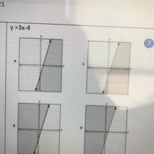 Y >3x-4
please help me!