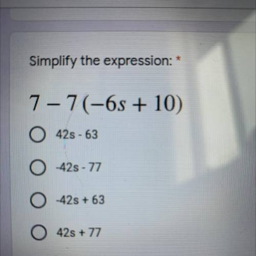 Simplify the expression. Those are the options.