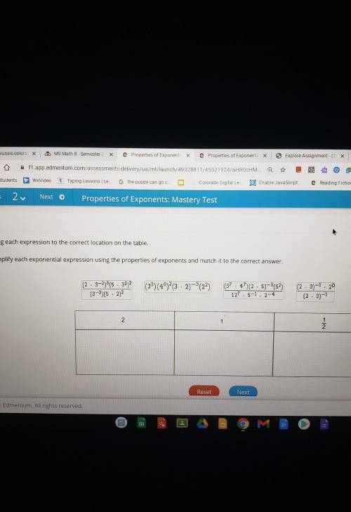 Simplify each exponential expression using the properties of exponent and match it to the correct a