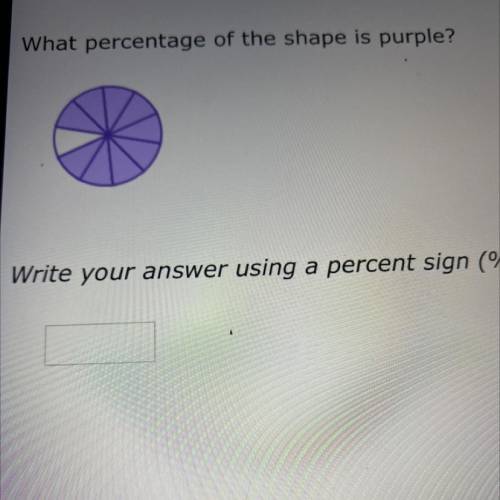 What percentage of the shape is purple?

Write your answer using a percent sign (%).
(Please help!