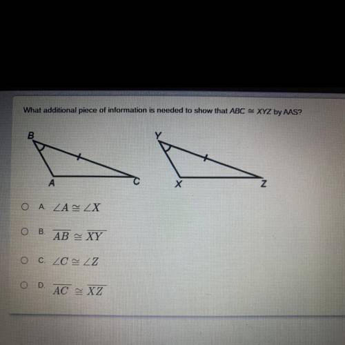 Need quick(Giving brainliest to right answer) 
ABC XYZ by AAS