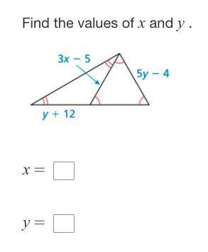 Find the values of x and y.