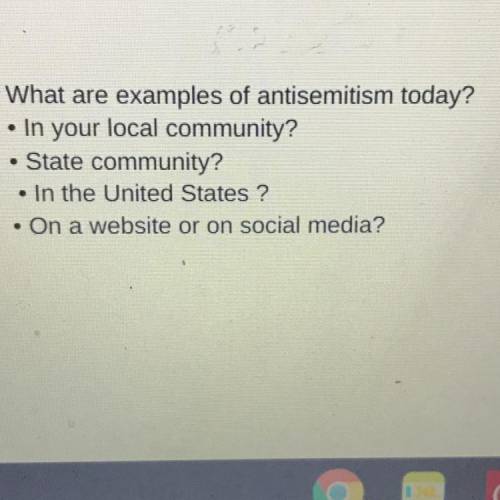 10. What are examples of antisemitism today?

• In your local community?
•State community?
• In th