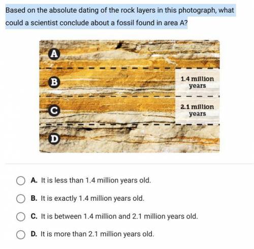 based on the absolute dating of the rock layers in this Photograph what could a scientist conclude