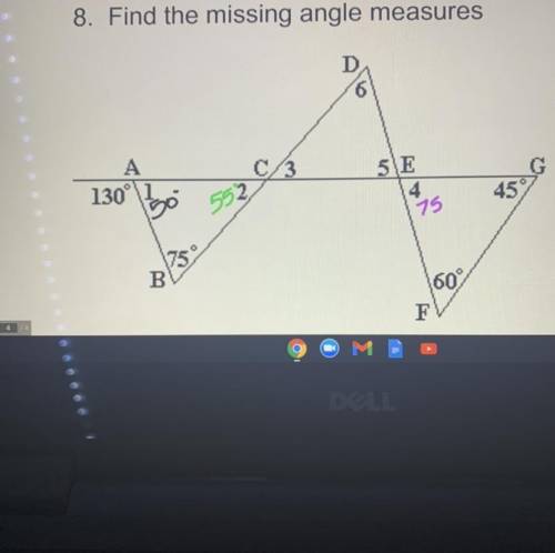 Find the missing angle measures. Please show work.
m∠6