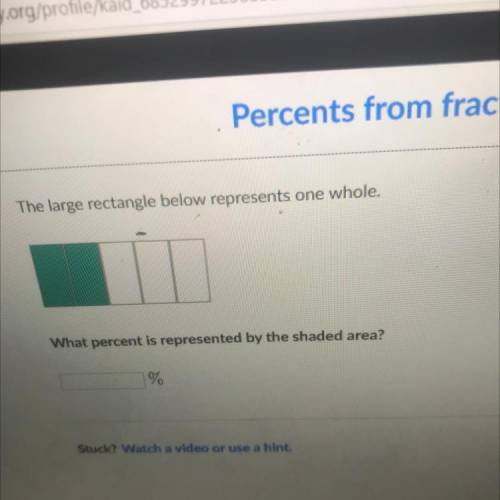 The large rectangle below represents one whole.

What percent is represented by the shaded area?
%