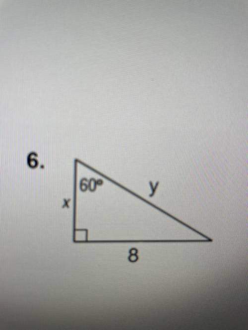 Find the value for x and y for the triangle. Show work.