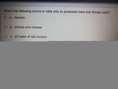 Which of the following occurs in cells only produce male and female cells