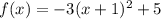 f(x) =  - 3(x +  {1})^{2}  + 5