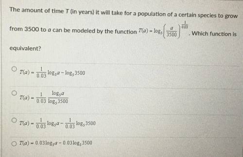 The amount of time T (in years) it will take for a population of a certain species to grow from 350