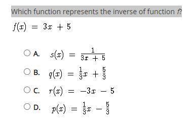 Which function represents the inverse of function f?