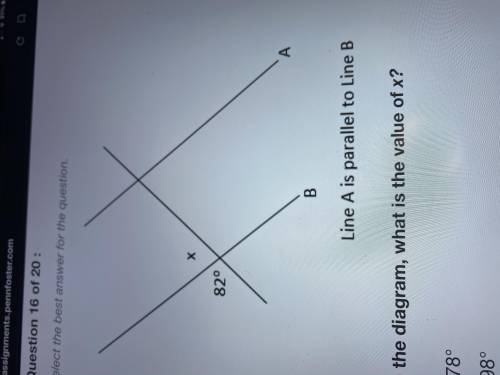 In the diagram, what is the value of x ?