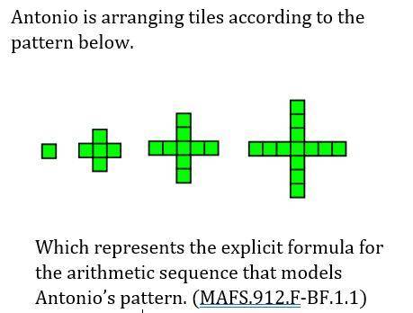 A) an = 4 − 3
B) an = 4 + 1
C) an = 4 + 3
D) an = 4 − 1