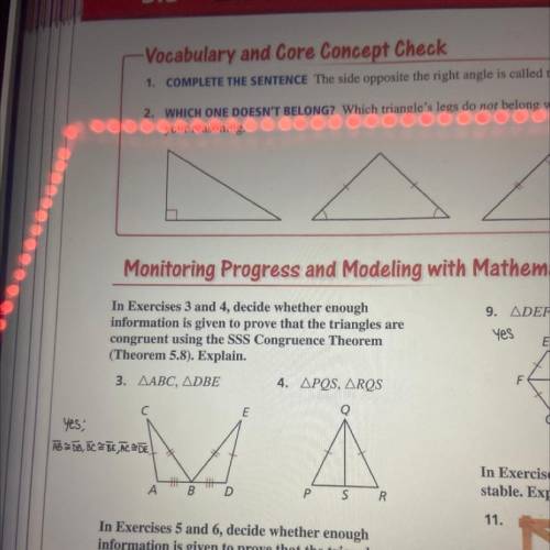 #4.. are the triangles congruent using SSS Congruence Theorem. Explain