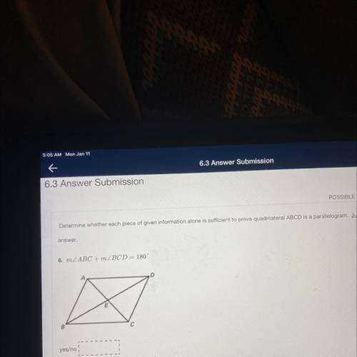 Determine whether each piece of given information alone is sufficient to prove quadrilateral ABCD i