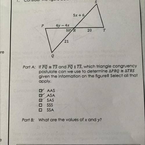 Part B: What are the values of x and y?
4