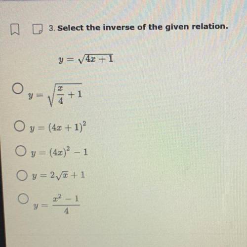 3. Select the inverse of the given relation.