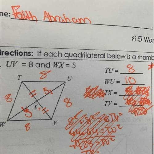 If each quadrilateral is a rhombus find the missing measures