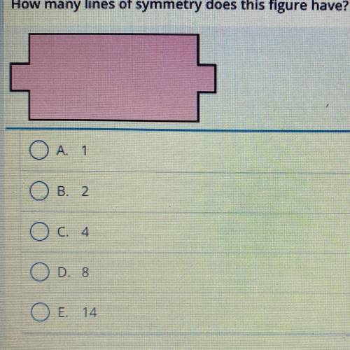 How many lines of symmetry does this figure have?
A. 1
B. 2
C. 4
D. 8
E. 14
