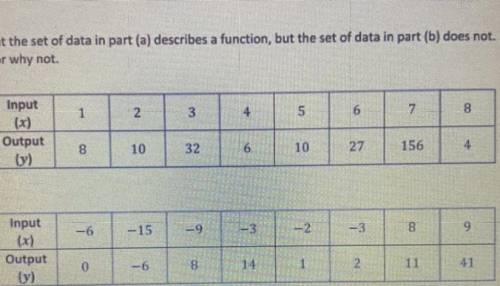 Peter said that the set of data in part(a) describes a function, but the set of data in part (b) do