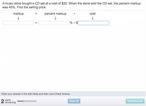 A music store bought a CD set at a cost of $20. When the store sold the CD set, the percent marku