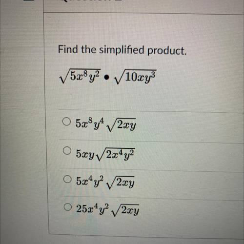 Algebra 2...Find the simplified product.