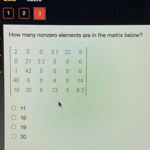 How many nonzero elements are in the matrix below?